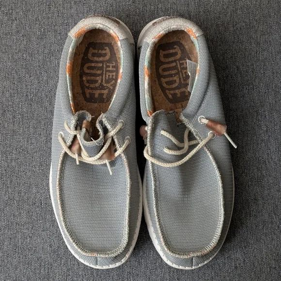 Hey Dude Wally Knit Cobblestone Men's Casual Gray White Shoes - Picture 2 of 16